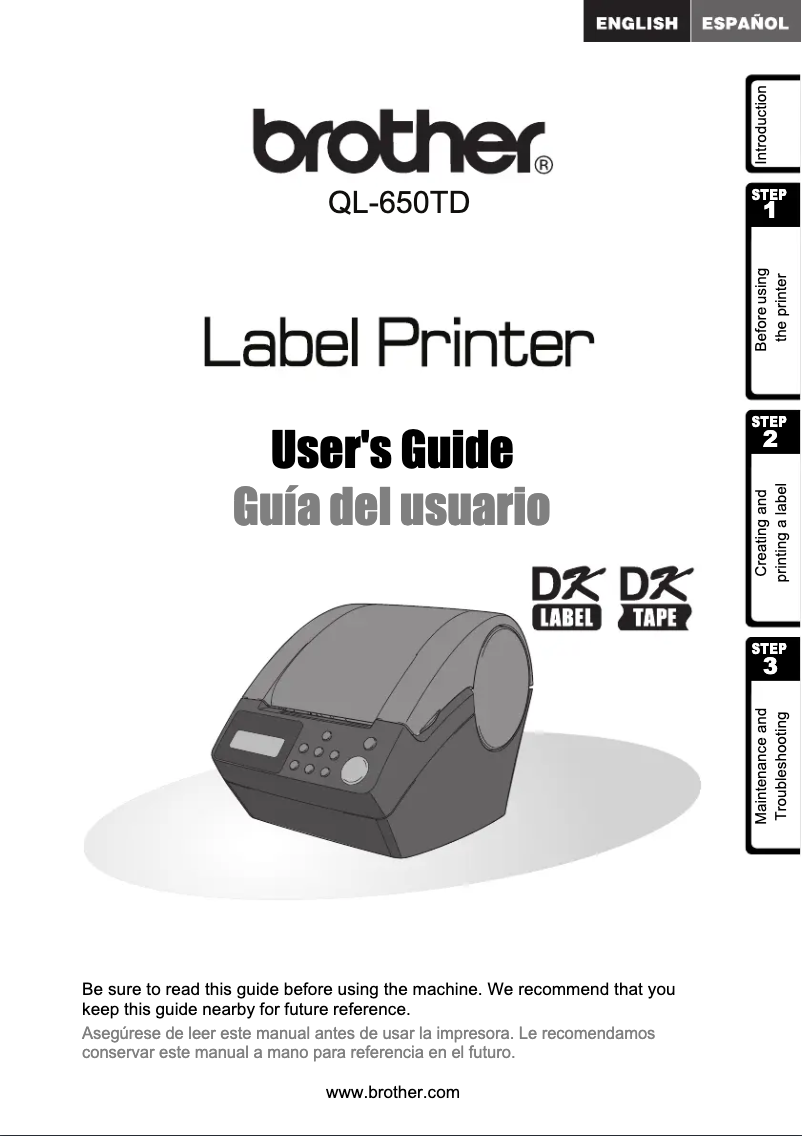 Page 1 of the manual User Manual Brother QL-650