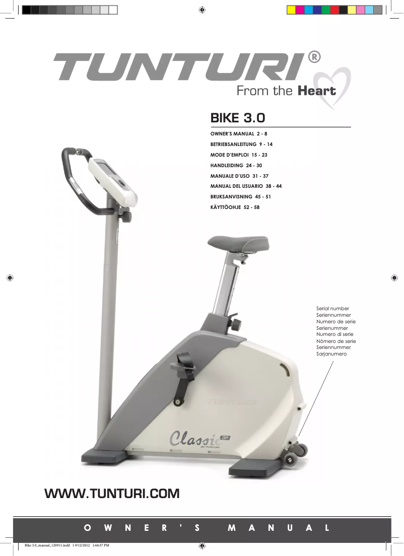 Page 1 of the manual User Manual Tunturi Classic 3.0