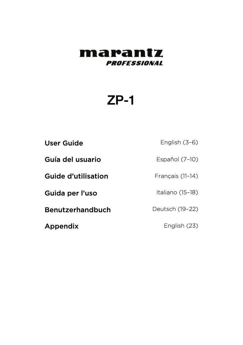 First page image of the manual for ZP-1