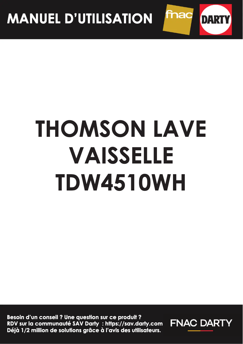 First page image of the manual for TDW4510SL