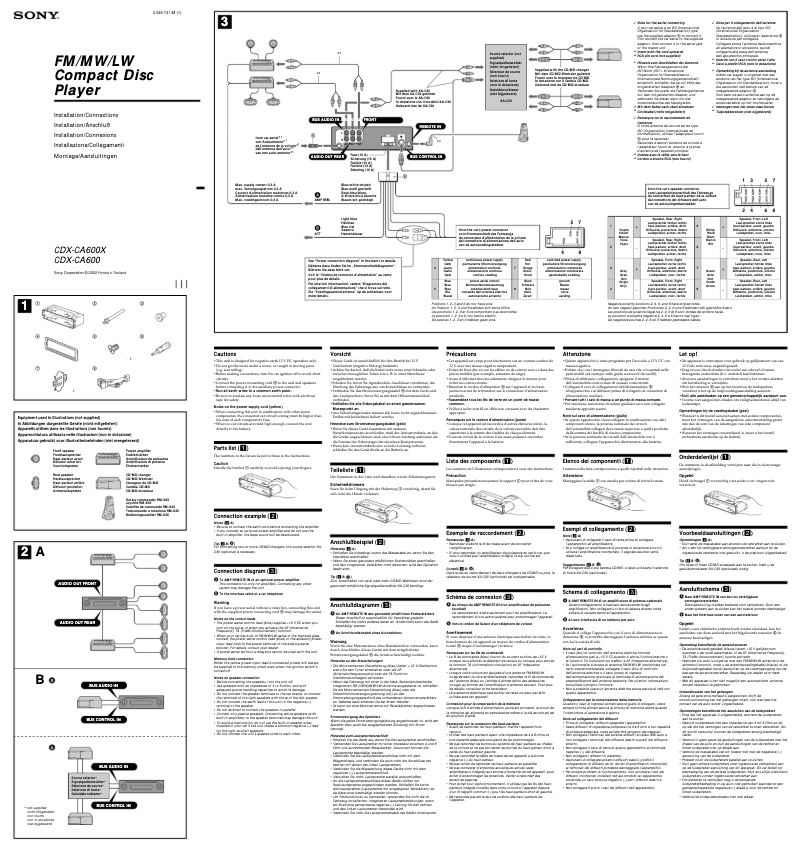 Page 1 of the manual Installation Guide Sony CDX-CA600