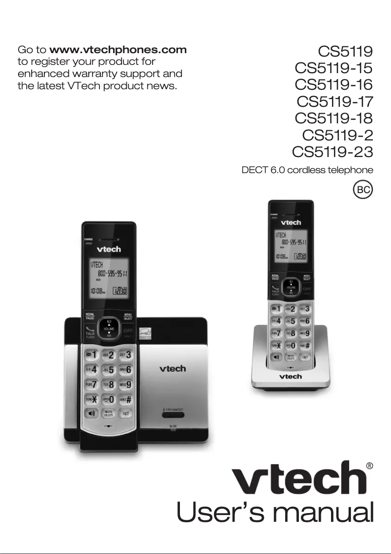 Page 1 of the manual User Manual Vtech CS5119-16