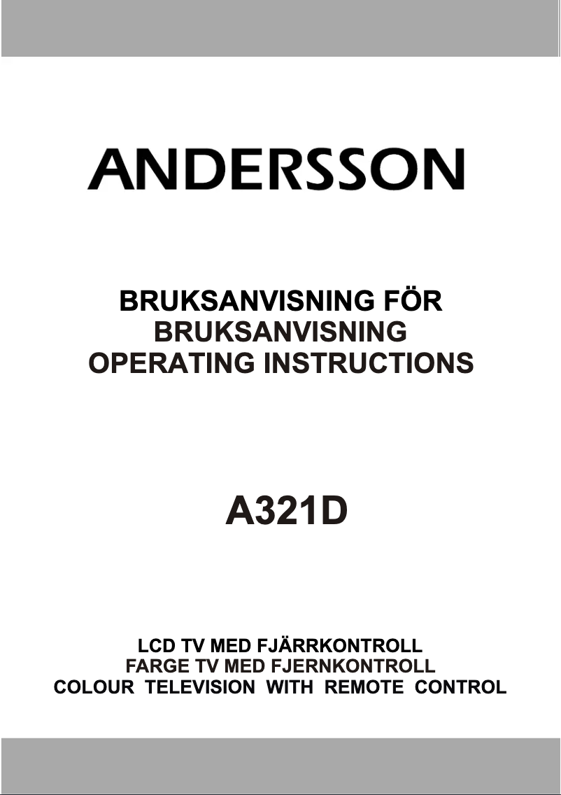 Page 1 of the manual User Manual Andersson A321D
