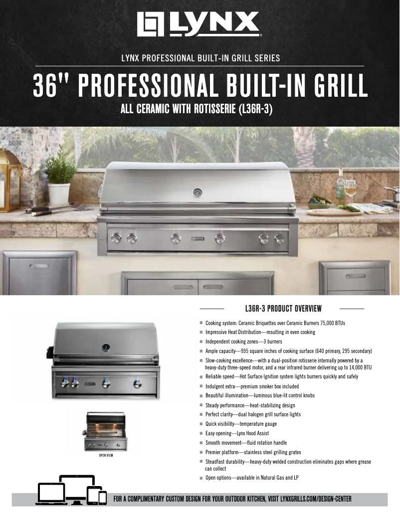 Page 1 of the manual Technical Sheet Lynx Professional L36R-3