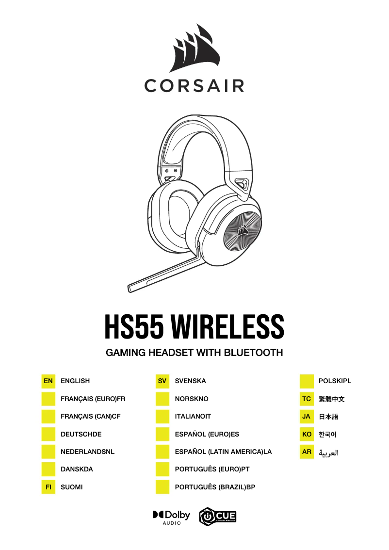 Page 1 of the manual Quick Start Guide Corsair HS55 Surround