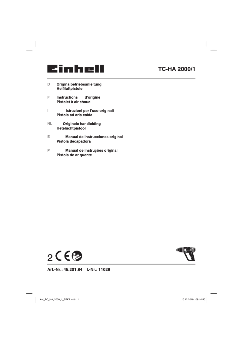 First page image of the manual for TC-HA 2000/1