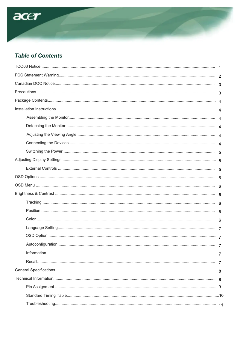 First page image of the manual for AL1516W