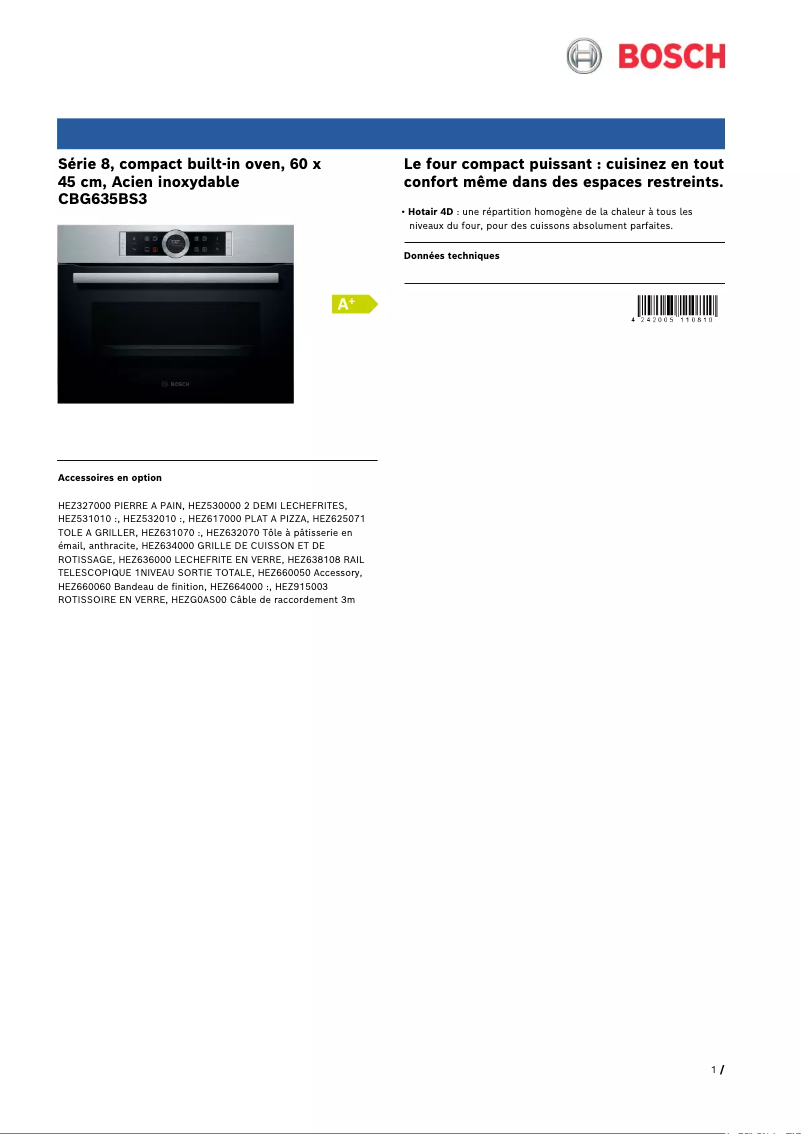 First page image of the manual for CBG635BS3