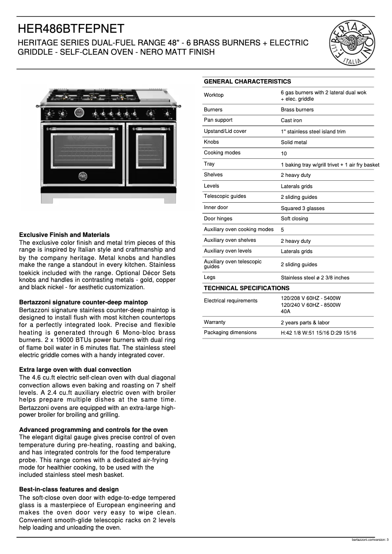 First page image of the manual for HER486BTFEPNET