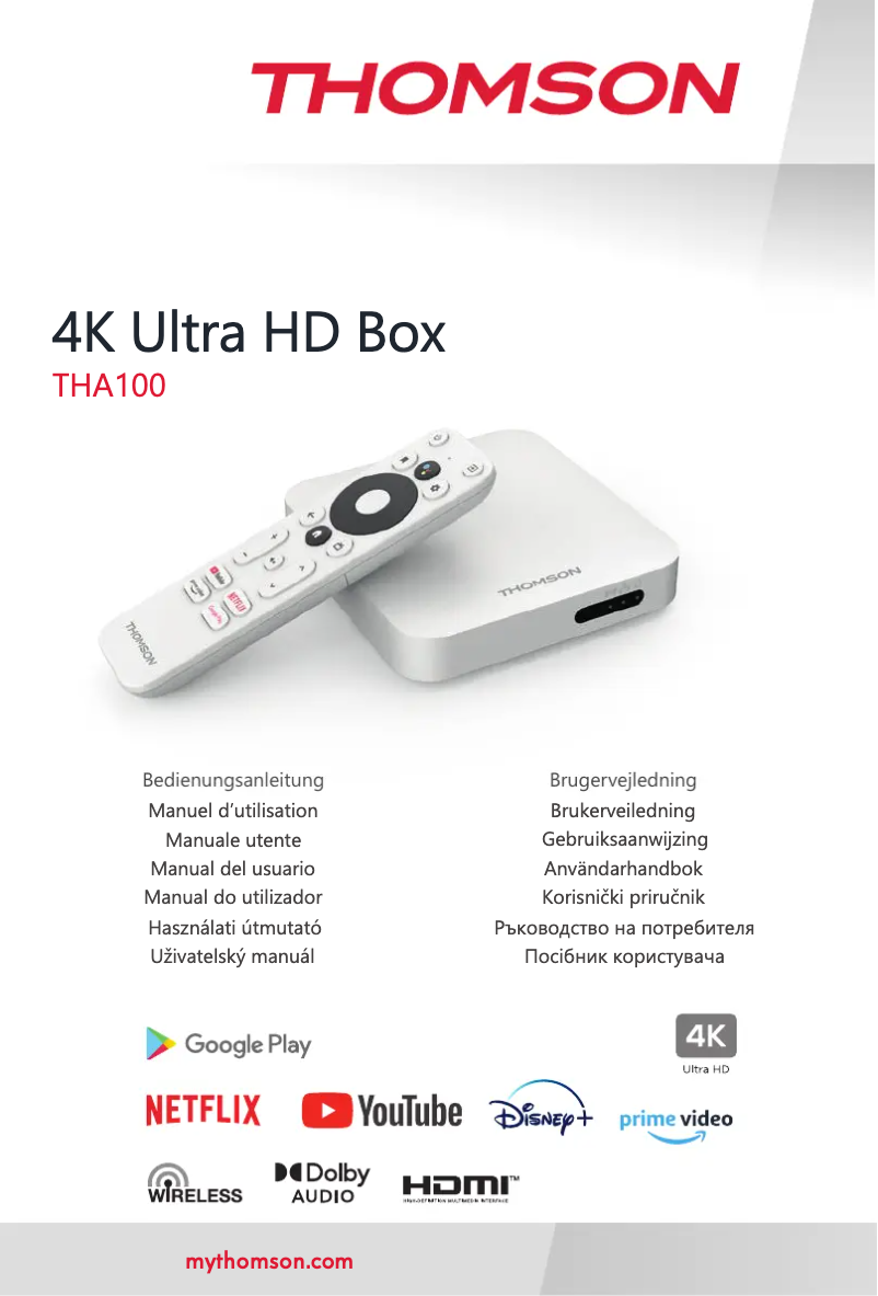 Page 1 of the manual User Manual Thomson THA100