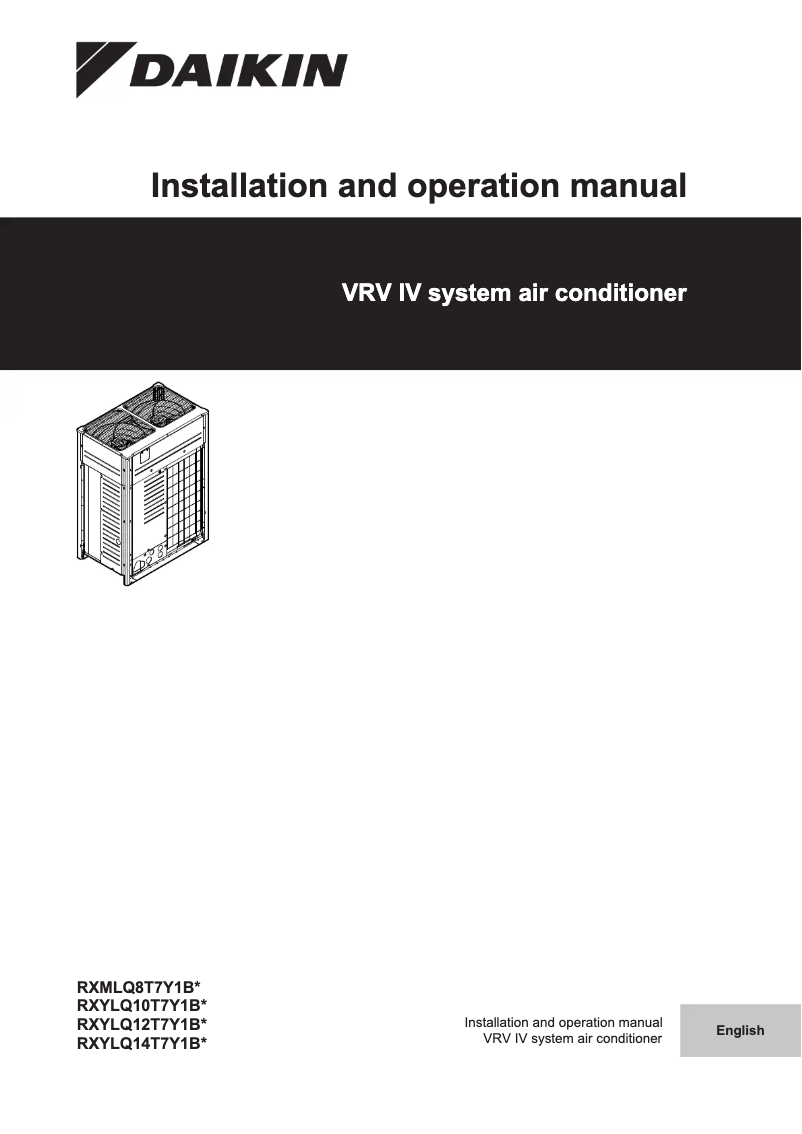 First page image of the manual for RXYLQ14T7Y1B