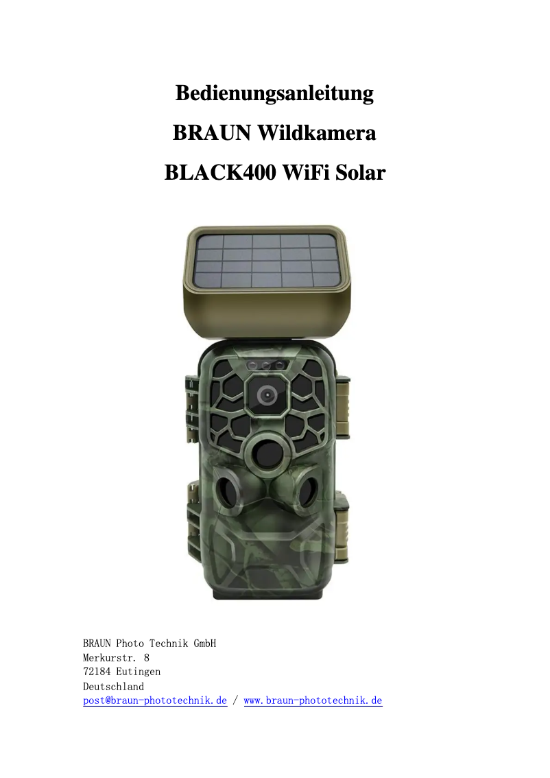 Page 1 of the manual User Manual Braun Black 400