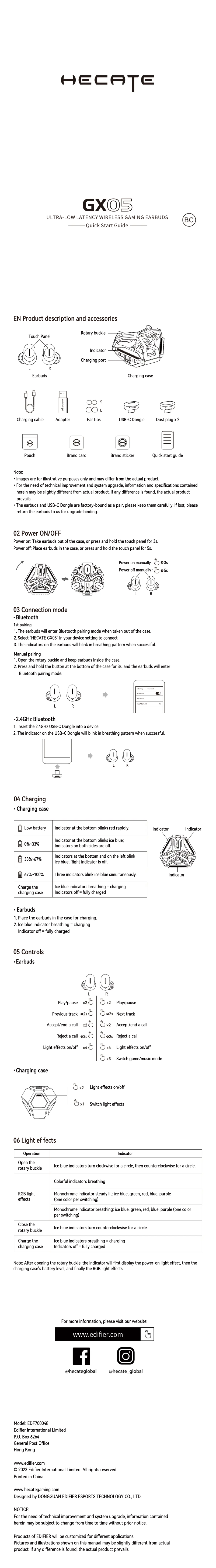 First page image of the manual for Hecate GX05