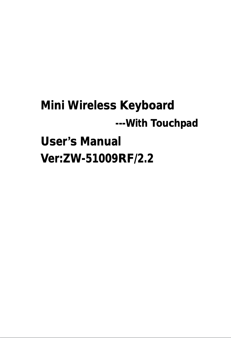 Page 1 of the manual User Manual Zoweetek ZW-51009