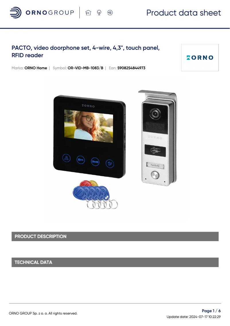 First page image of the manual for OR-VID-MB-1083