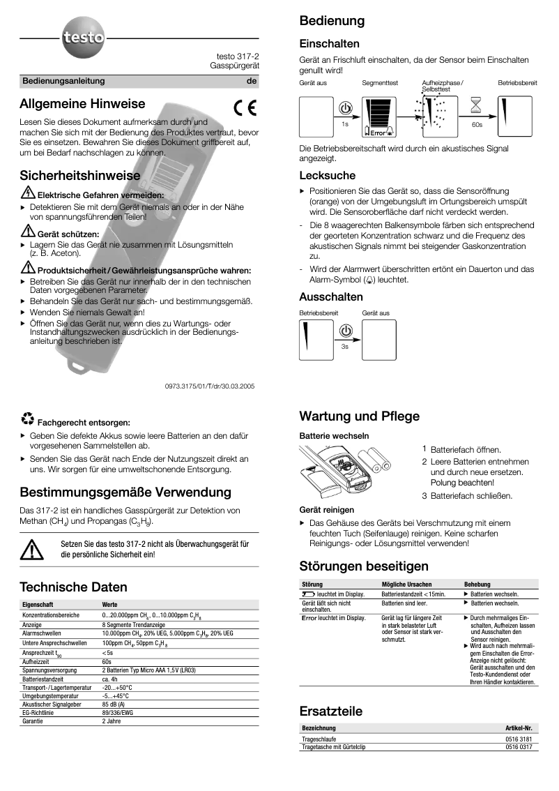 Page 1 of the manual User Manual Testo 317-2