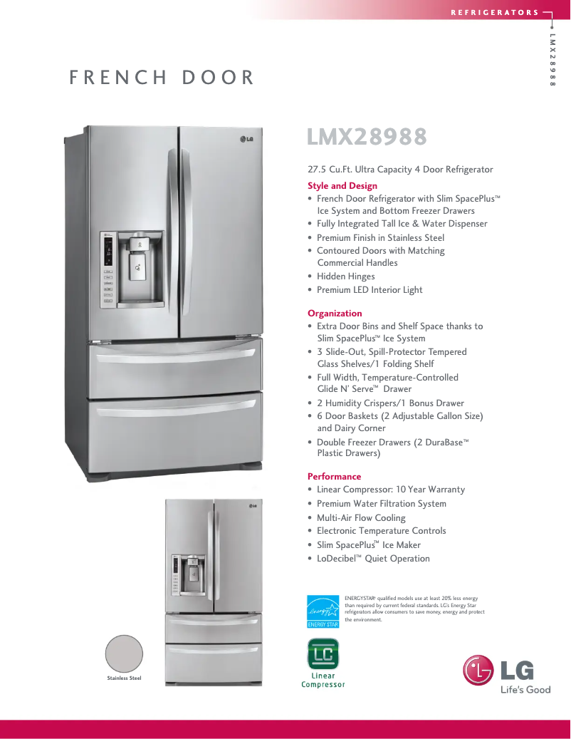 First page image of the manual for LMX28988ST