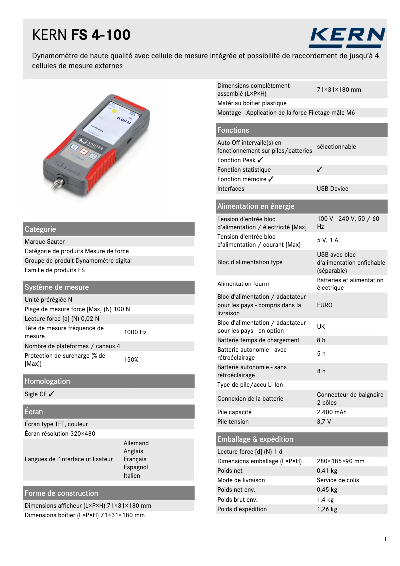 First page image of the manual for FS 4-100