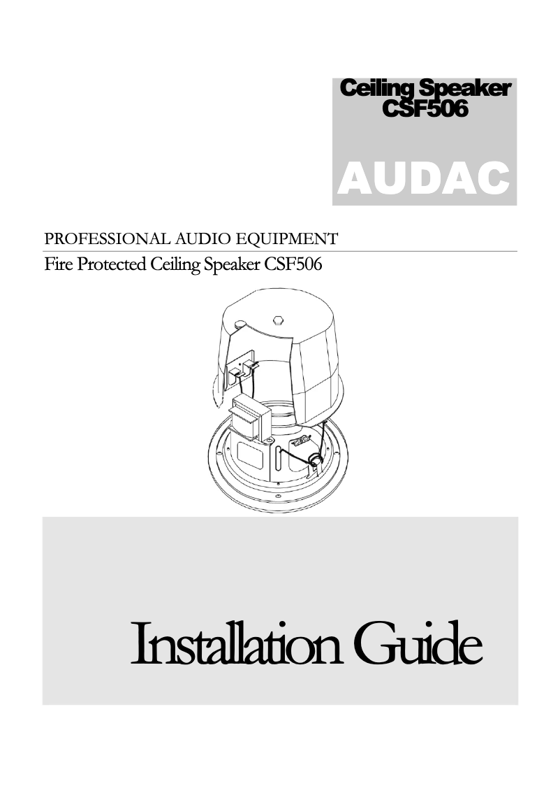 Page 1 of the manual User Manual Audac CSF506