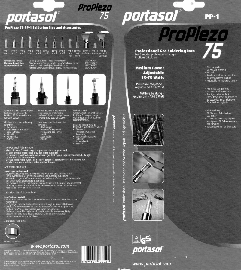 Page 1 of the manual User Manual Portasol ProPiezo
