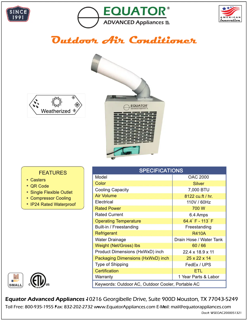 First page image of the manual for OAC 2000