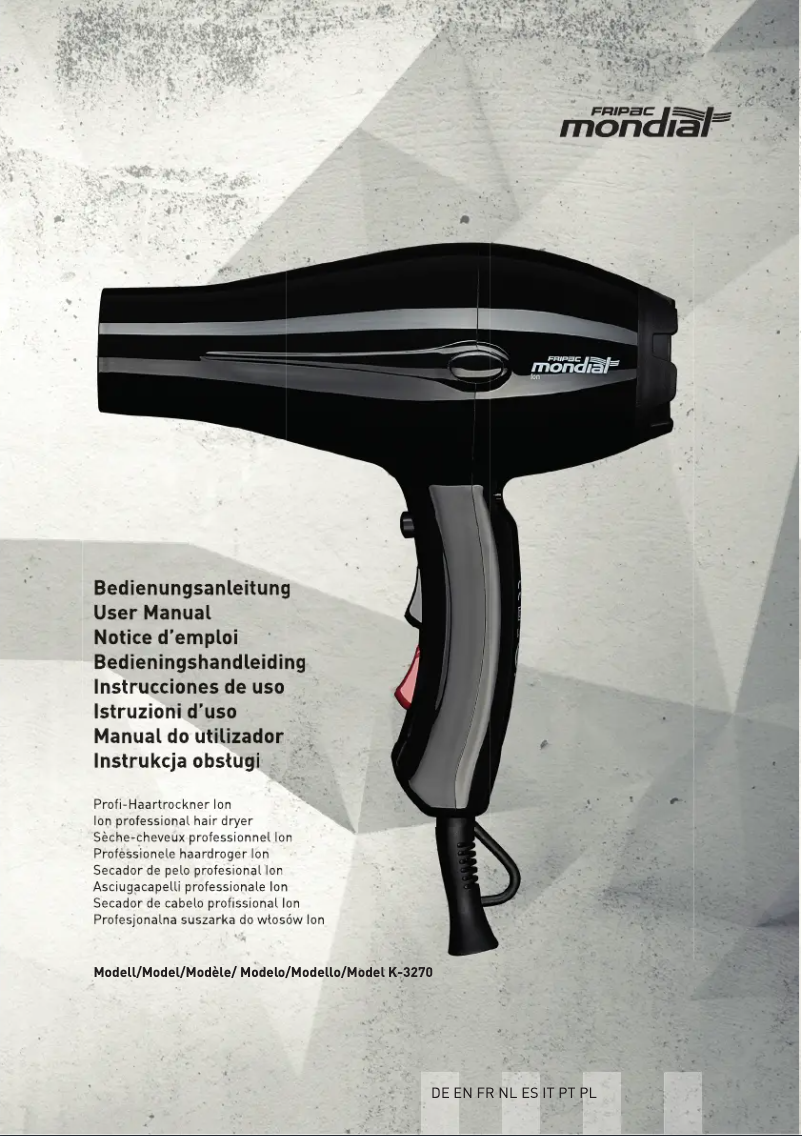 Page 1 of the manual User Manual Fripac Mondial Ion K-3290