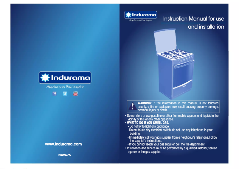 Page 1 of the manual User Manual Indurama Montecarlo