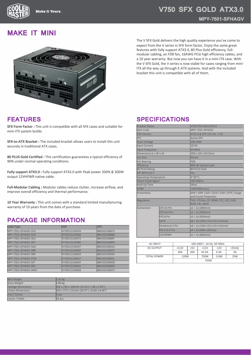 First page image of the manual for SFX Gold 750