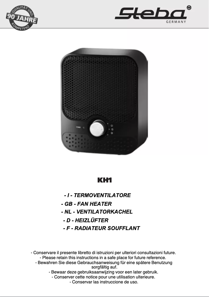 Page 1 of the manual User Manual Steba KH1