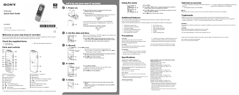 First page image of the manual for ICD-BX132