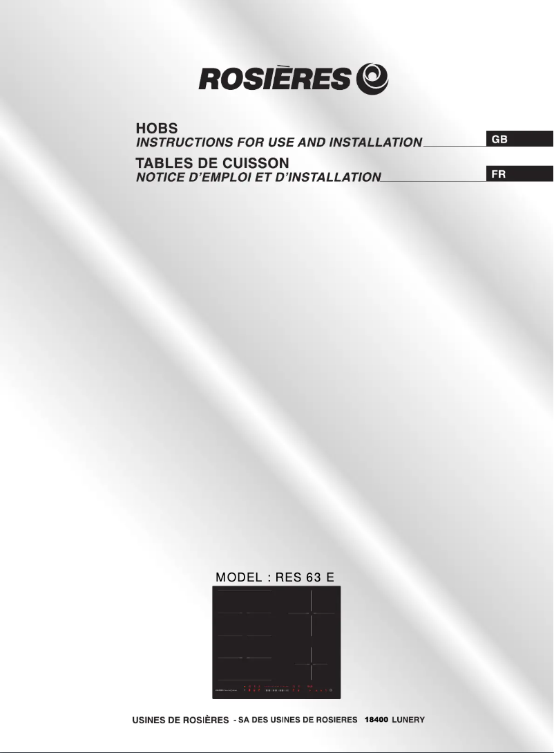 Page 1 of the manual User Manual Rosieres RES 63 E