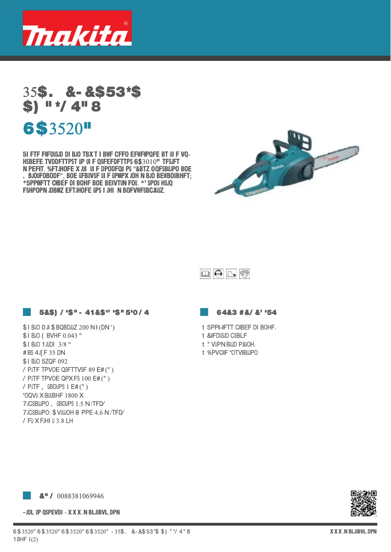 Page 1 of the manual Technical Sheet Makita UC3520A