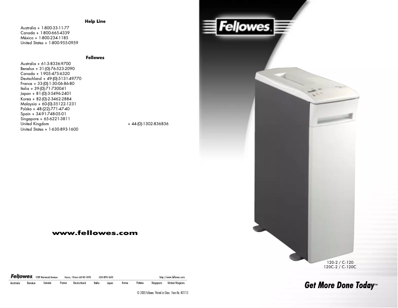 Page 1 of the manual User Manual Fellowes Powershred 120C-2