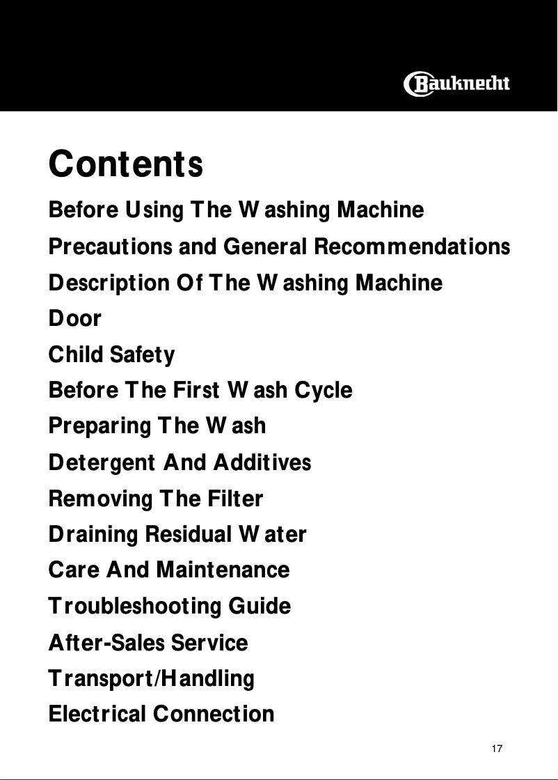 Page 1 of the manual User Manual Bauknecht WAK 7951