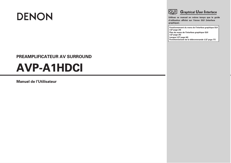 First page image of the manual for AVP-A1HDCI(A)