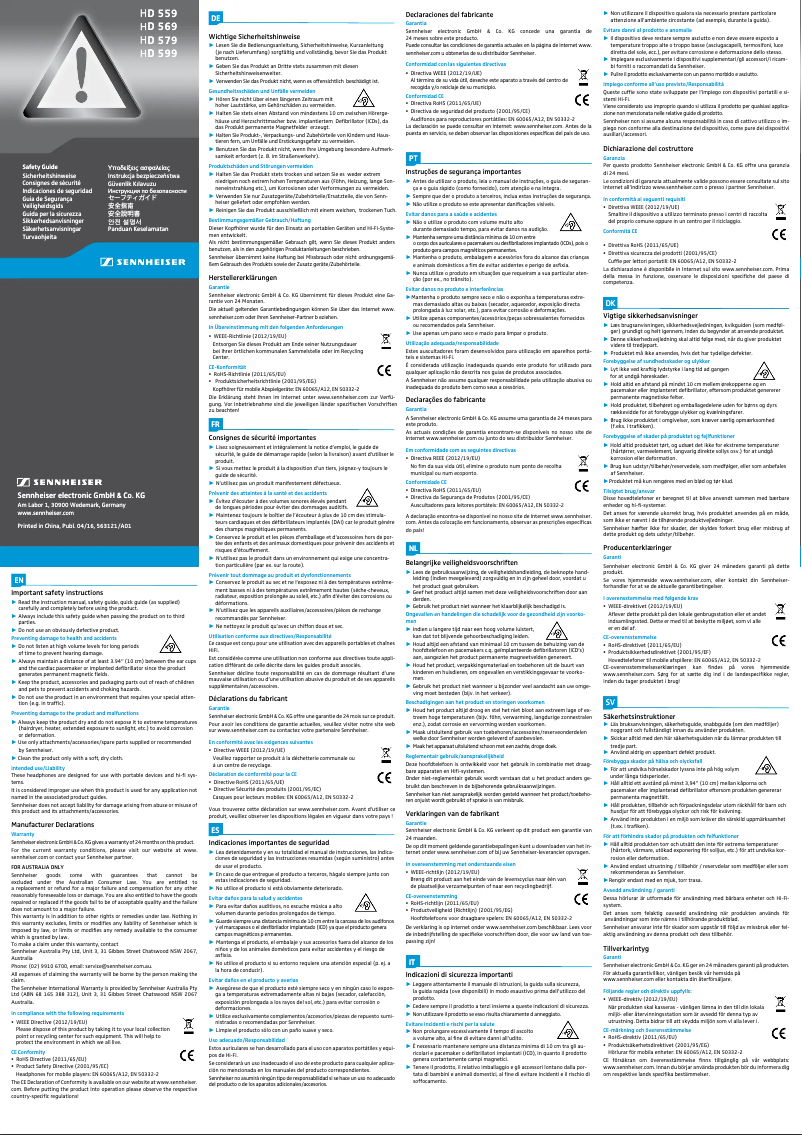 First page image of the manual for HD 579