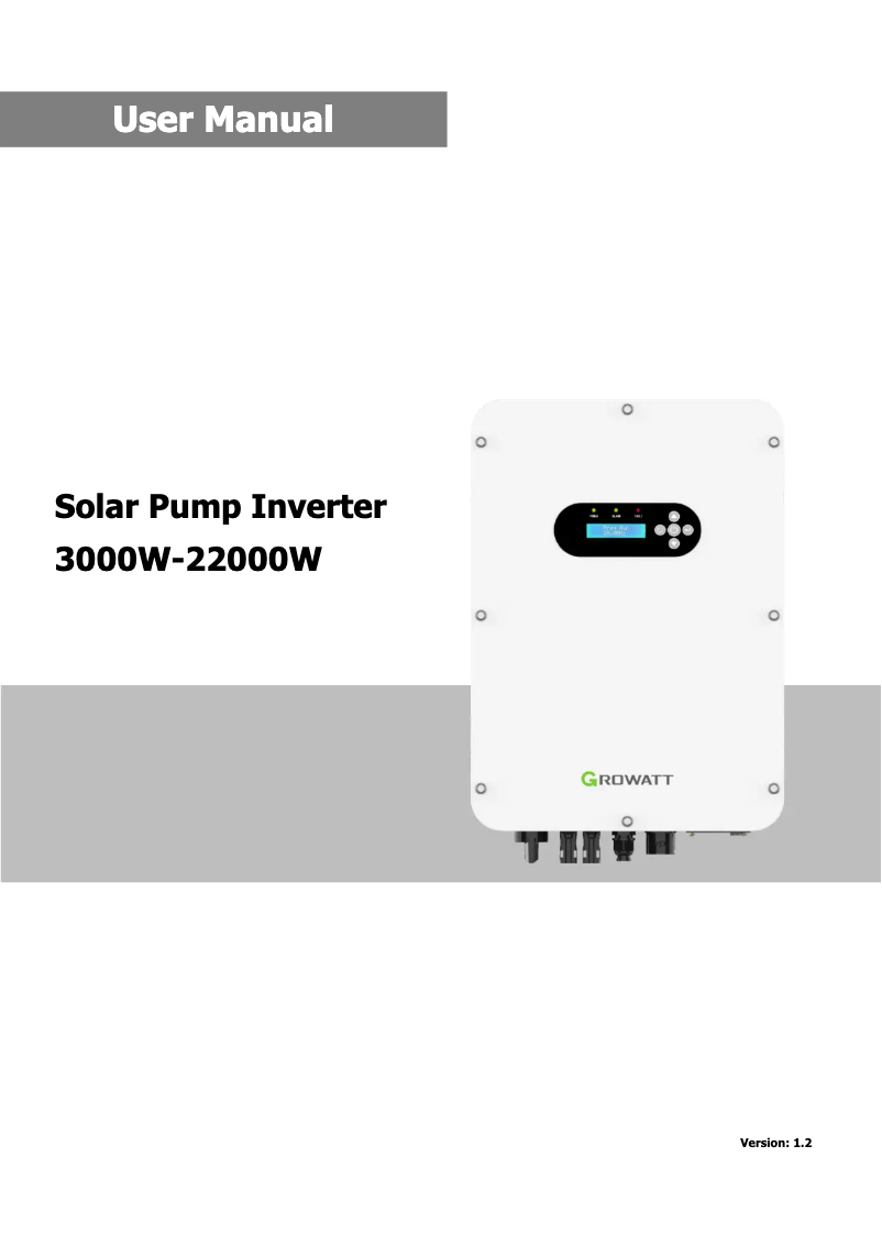 Page 1 de la notice Manuel utilisateur Growatt SPI 3000-22000