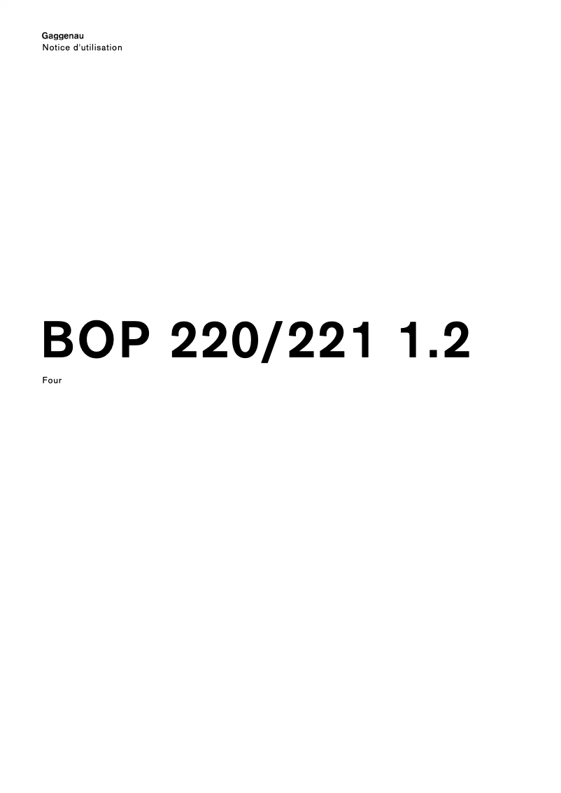 First page image of the manual for BOP221132
