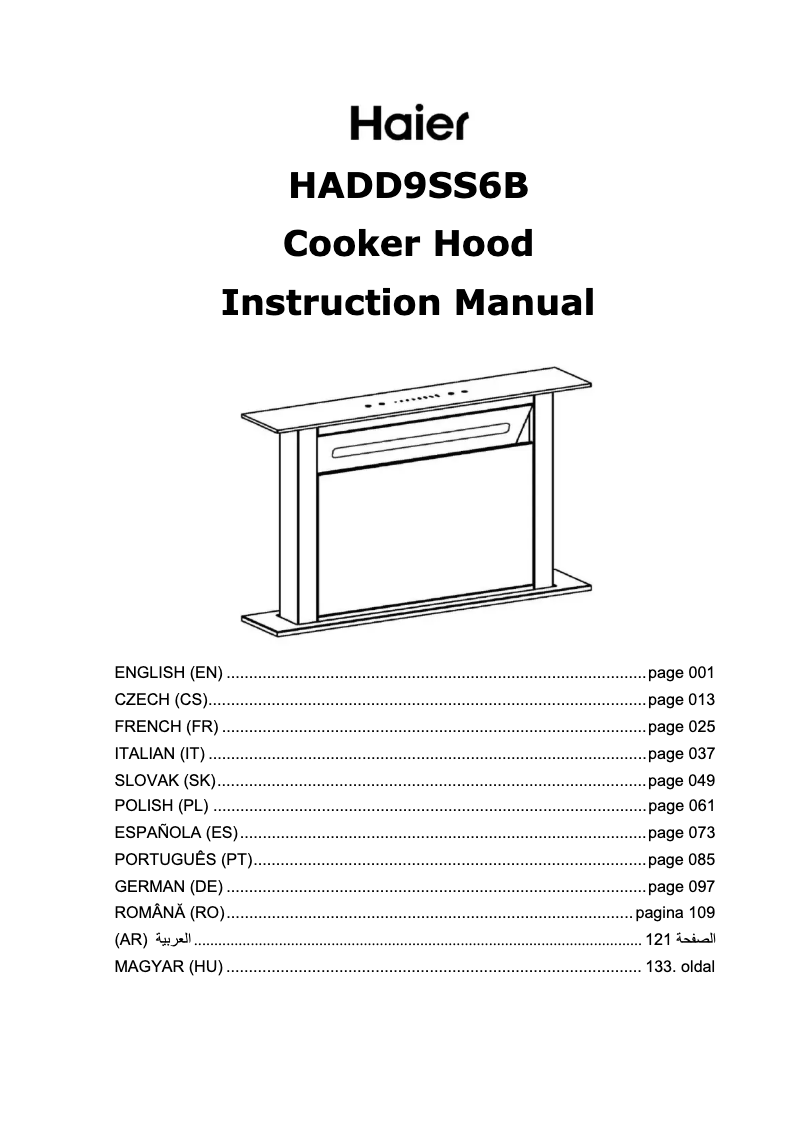 Page 1 of the manual Instruction Manual Haier HADD9SS6B