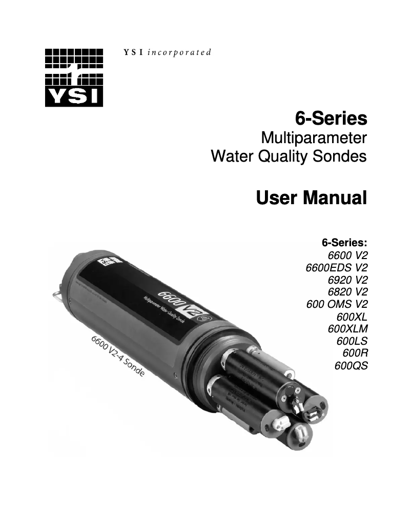 Page 1 of the manual User Manual YSI 600OMS V2