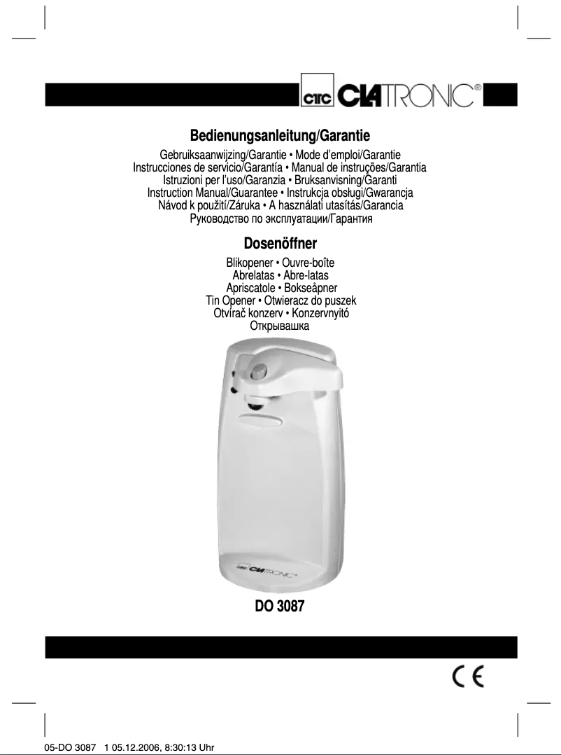 Image de la première page du manuel de l'appareil DO 3087