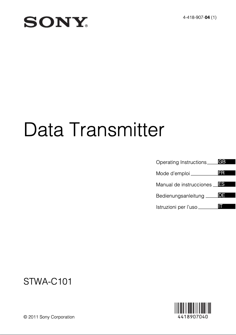 Page 1 of the manual User Manual Sony STWA-C101