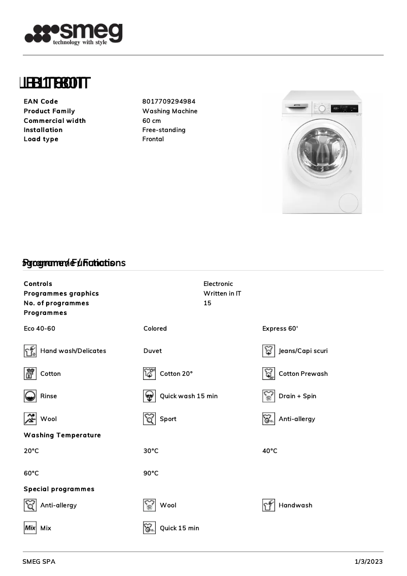 First page image of the manual for LB1T80IT