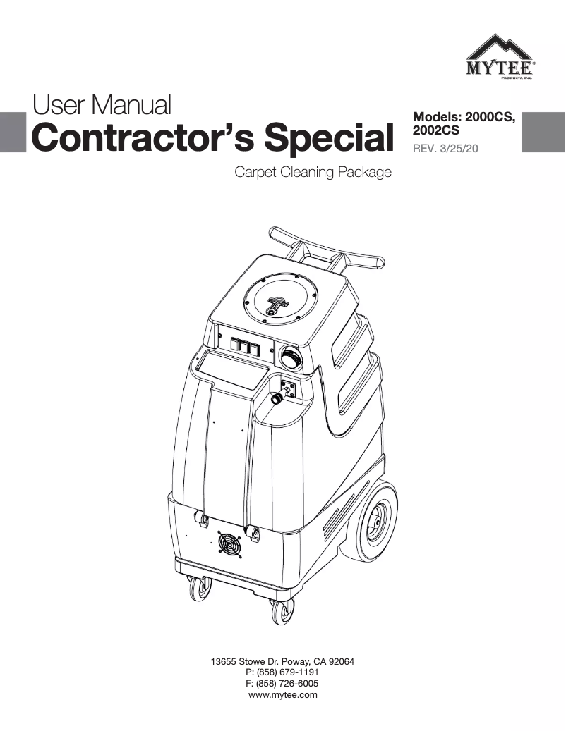 First page image of the manual for Contractor’s Special 2002CS