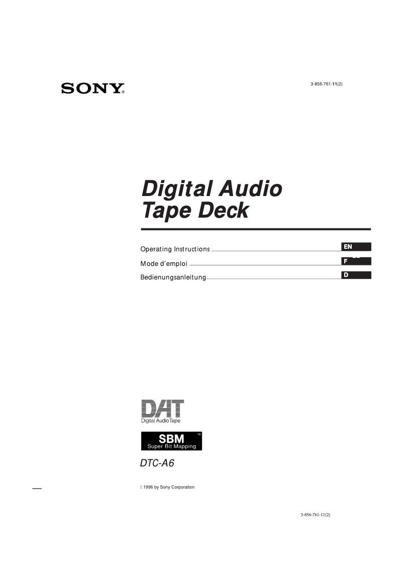 First page image of the manual for DTC-A6