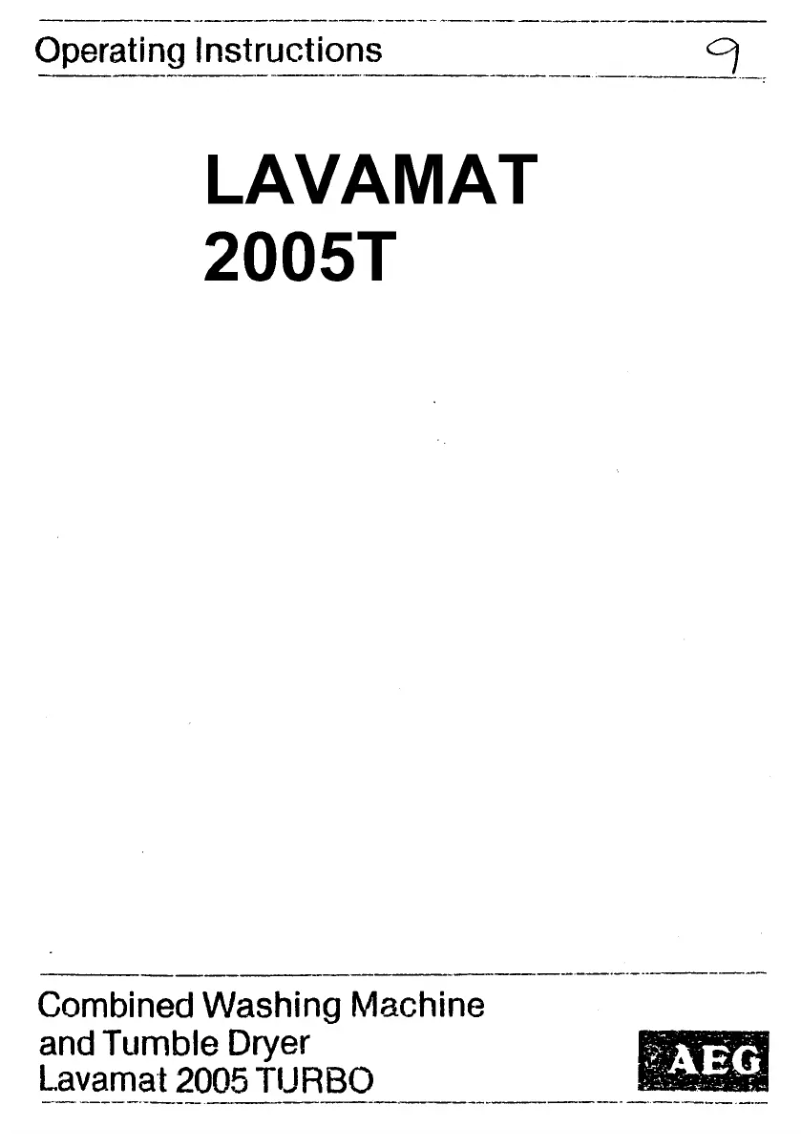 First page image of the manual for Lavamat 2005T