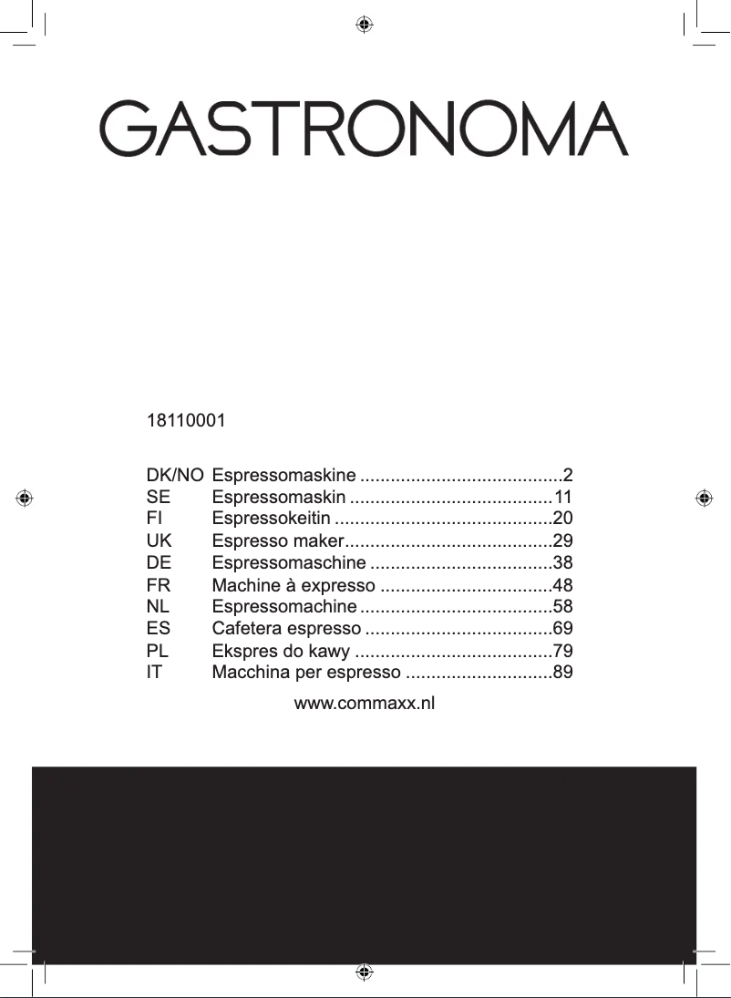 Image de la première page du manuel de l'appareil 18110001