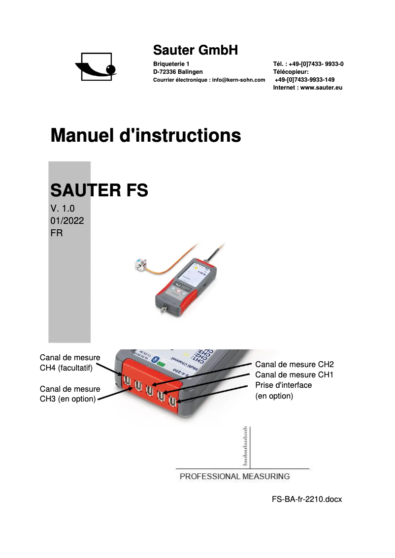 Page 1 of the manual User Manual Kern FS 2-100KRY1