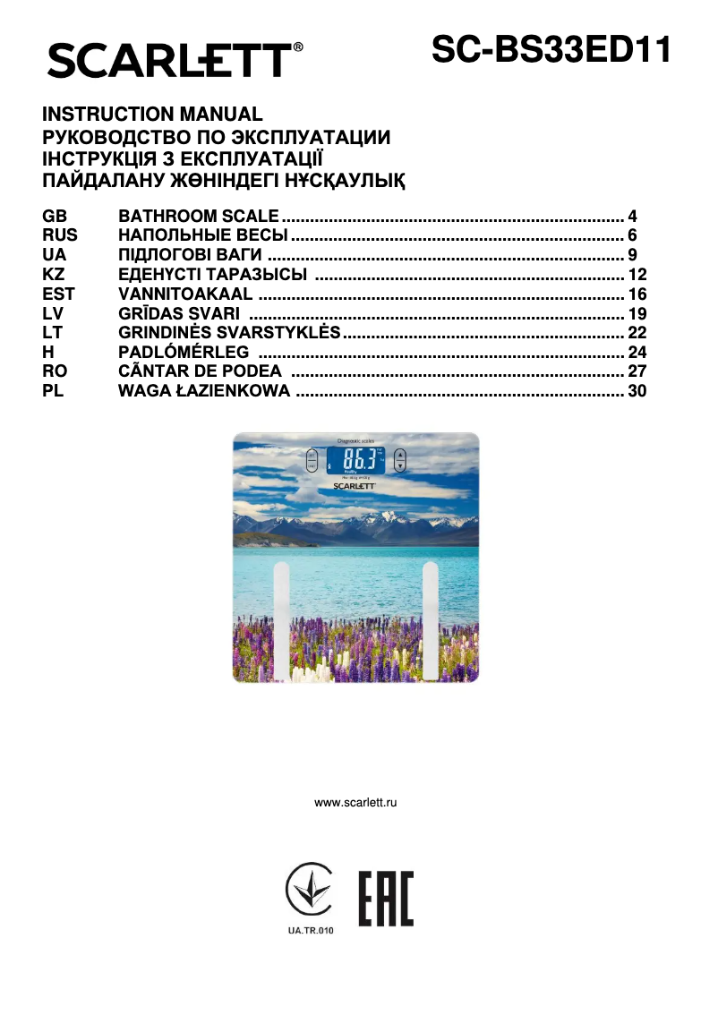 Page 1 of the manual User Manual Scarlett SC-BS33ED11