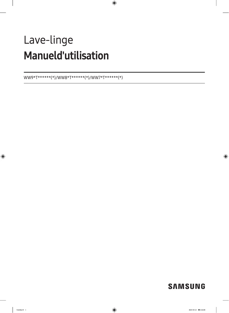 First page image of the manual for WW80T534DAE